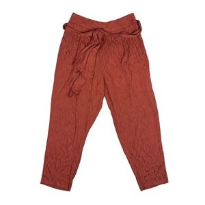 Anthropologie Ett Twa Size 4 Aubade Jacquard Pants High Rise Tie Belt Side Zip